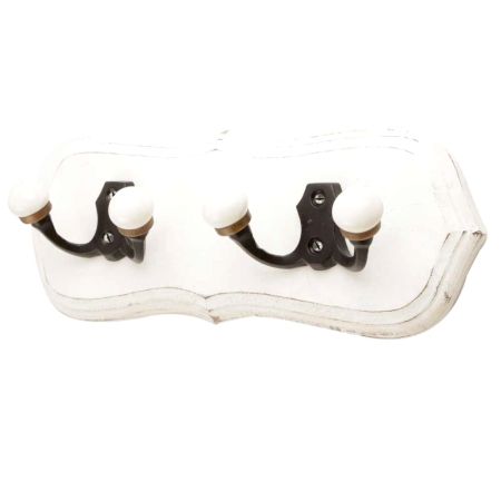 White Black Double Loop Ceramic Iron Wooden Hooks
